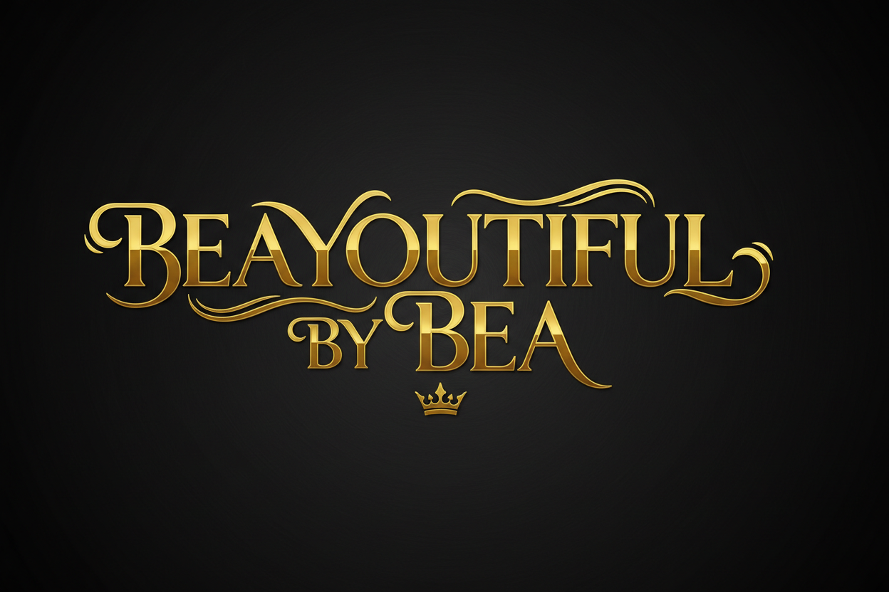 "BEAYOUTIFUL BY BEA" IN GOLD IN BOLD ROYAL LUXURIOUS LETTERS